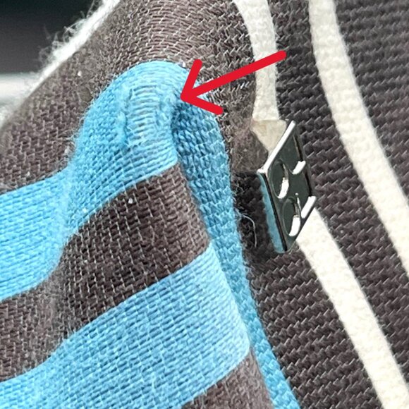 Kate Spade NY Striped Canvas Tote Bag Blue Brown White Leather Handles Italy VTG - Picture 5 of 15